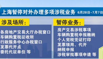 上海热线HOT新闻 6月28日至7月7日 上海暂停办理多项涉税业务